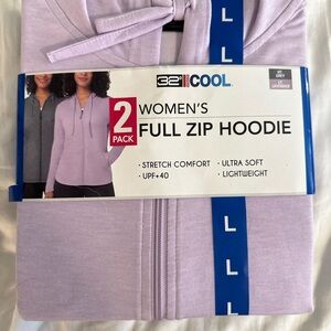 32 Degrees Cool Women's Gray and Purple Full Zip Hoodie Set